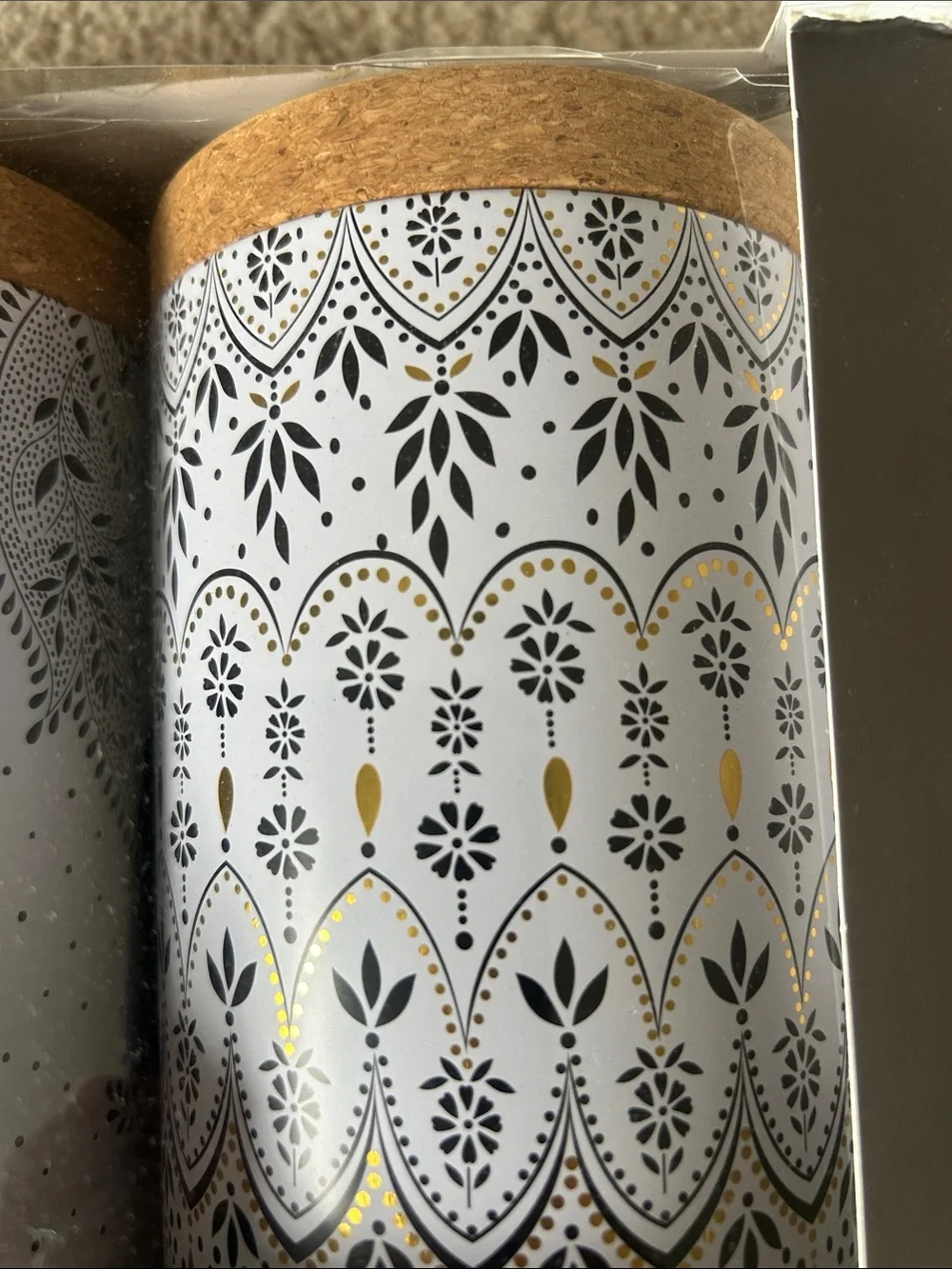 NIB Sara Miller Artisanne Noir Set of 3 Round Canisters